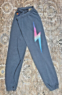 Aviator Nation Bolt Sweatpants Womens Small Heather Gray Rainbow Loungewear
